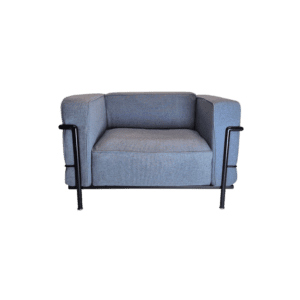 Original CASSINA Le Corbusier LC3 Sessel, grauer Stoff, schwarzes Gestell