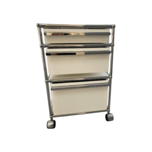 Original USM Haller Rollcontainer Reinweiß 3 Auszüge