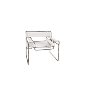 KNOLL International Wassily Chair gebraucht | Weiß Rindkernleder | Verchromtes Stahlrohr | Original signiert in der Frontalansicht von vorne