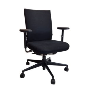 VITRA Axess Bürostuhl gebraucht, Schwarz Stoff, Schwarze Füße, Original schräg von vorne rechts